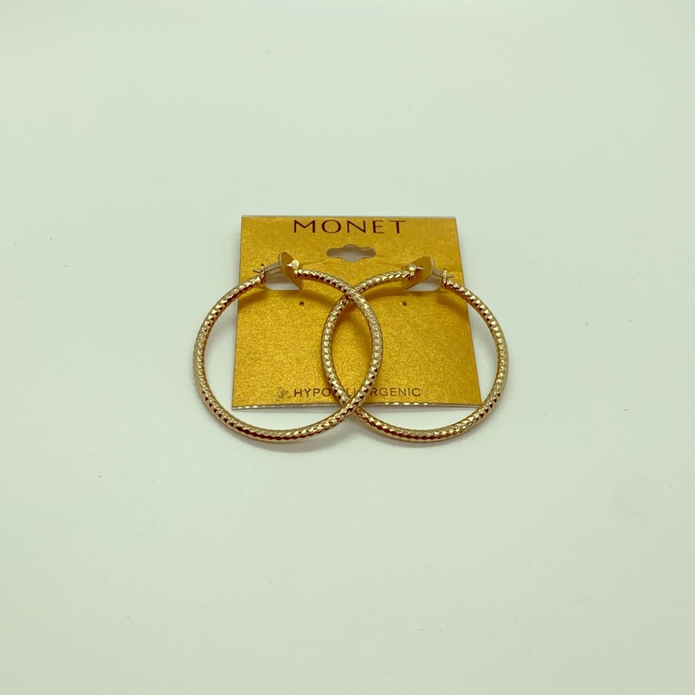 Vintage Earrings | Monet Golden Ring Earrings